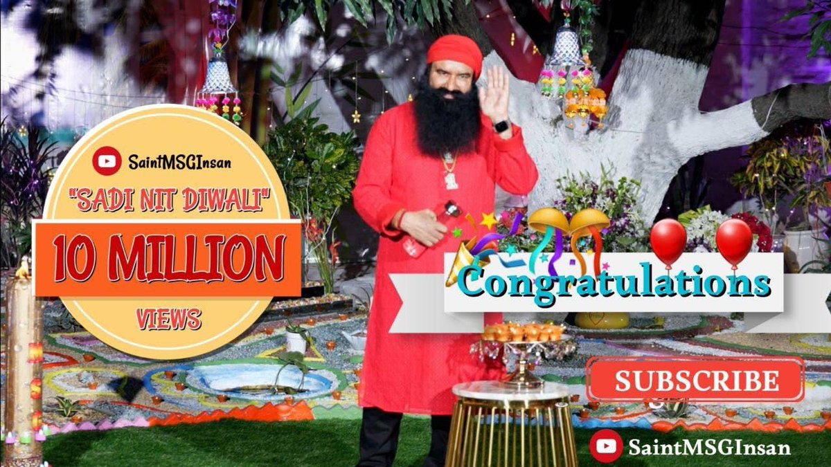 The magic of #SadiNitDiwali is going on everywhere. In a few hours, this song has crossed the big figure of 10 million views. Thank you Saint Gurmeet Ram Rahim Singh Ji Insan for giving us a beautiful and super hit melody song with a spiritual touch.

#10MViewsOnSadiNitDiwali