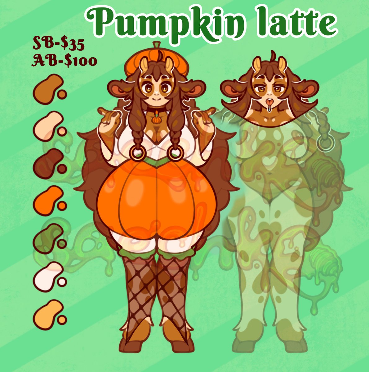 saechko's tweet photo. Adopt open! 
My Pumpkin Latte Cow can be yours! :3
.
SB - 35$
Mi - 5$
AB - 100$ (+costume+NSFW+icon)
.
https://t.co/zwOZbdVcY8
#artwork #artistsontwitter #fanart #cow #furry #adoptables #OC #ocart  #nsfw_art #nsfw #Halloween https://t.co/rQDj8QVNOi