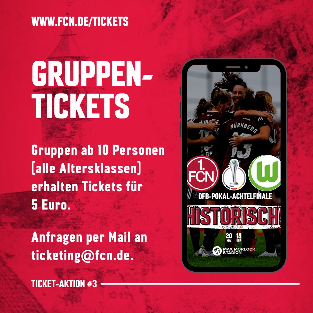 Ticket-Aktion #⃣3⃣ für unser 🏆-Match gegen die @VfL_Frauen: ⤵ #fcn | #clubfrauen