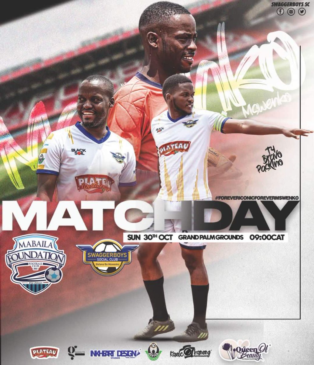 Swaggerboys_SC's tweet photo. ‼️ Fixture Alert ‼️
⚽ Mabaila Foundation Football Club vs Swaggerboys SC
🗓️ 30/10/22
📍 Gabs, Grand Palm Grounds
⏰ 09:30HRS Kickoff
#bafanabamswenko
#bommebamswenko
#inkheartdesignstudios
#kaeloikanengphotography
#QueenOfBeauty
#plateaurest
#gamalteaqualife https://t.co/SASFRQx7Gu