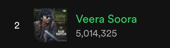 5M Stream for #VeeraSoora in Spotify @thisisysr  #NaaneVaruven