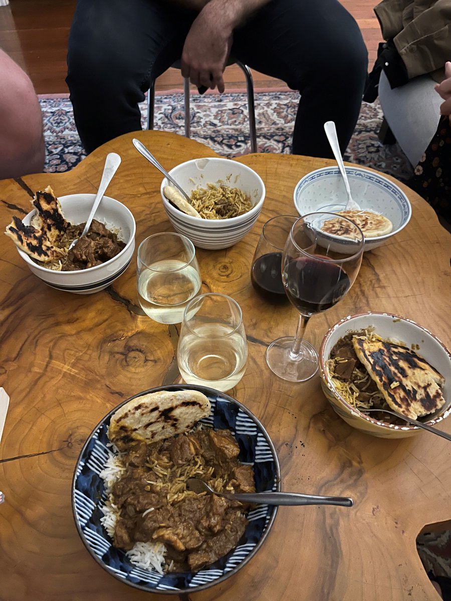 When listening to Images and Words by <a href="/dreamtheaternet/">Dream Theater</a>, <a href="/Jimetal/">James Monteith</a> (<a href="/tesseractband/">TesseracT</a>) says you should drink wine with friends. So I cooked a curry, made my own naan, got some peeps over, and drank wine while listening. Amazing.

Wine times: podlink.to/EducateEbonyPo…