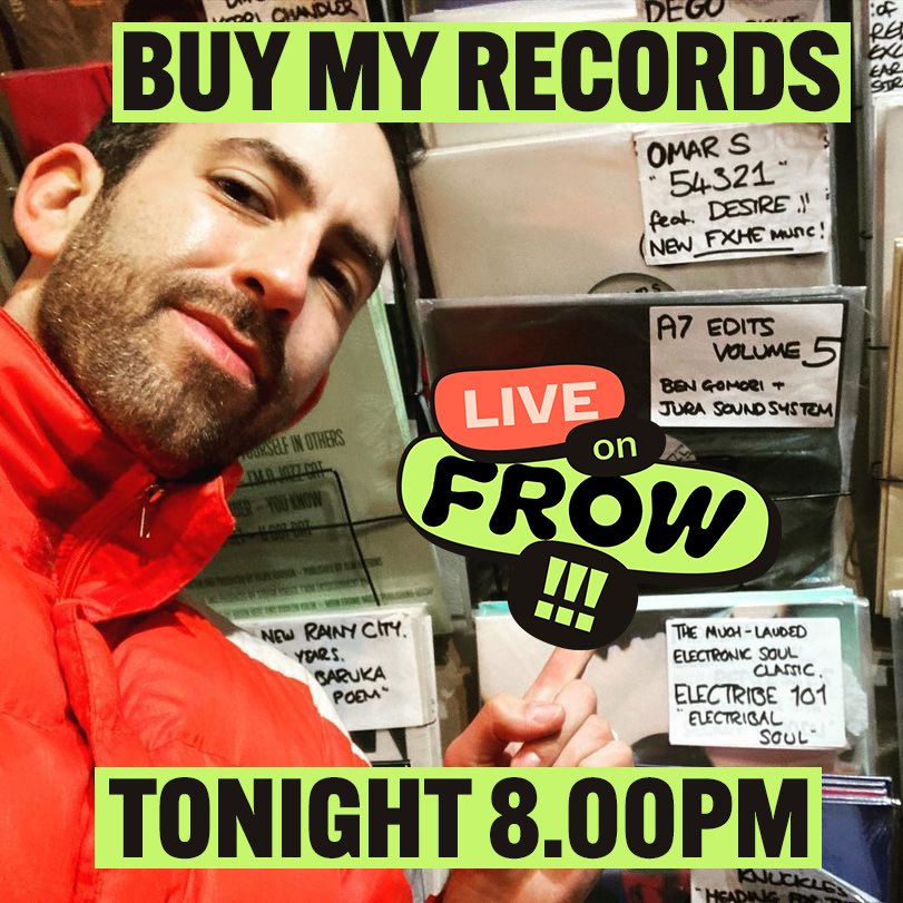 Join me on record-selling app <a href="/FrowLive/">FROW: Discover Records LIVE</a> tonight at 8pm GMT where I’ll be showcasing some Sterns Edits and <a href="/MonologuesPod/">Monologues.</a> 12”s that can be bought direct in-stream. Such a great idea! Download the app to watch &amp; buy