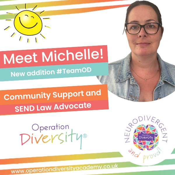 #ANNOUNCEMENT 
Today, we are pleased to welcome Michelle into #TeamOD! 

Michelle Hughes is Neurodivergent working as Community Support and SEND Law Advocate. 

To find out more about Michelle check out the website. 
ow.ly/yeYL50LjZZo

Congrats Michelle!