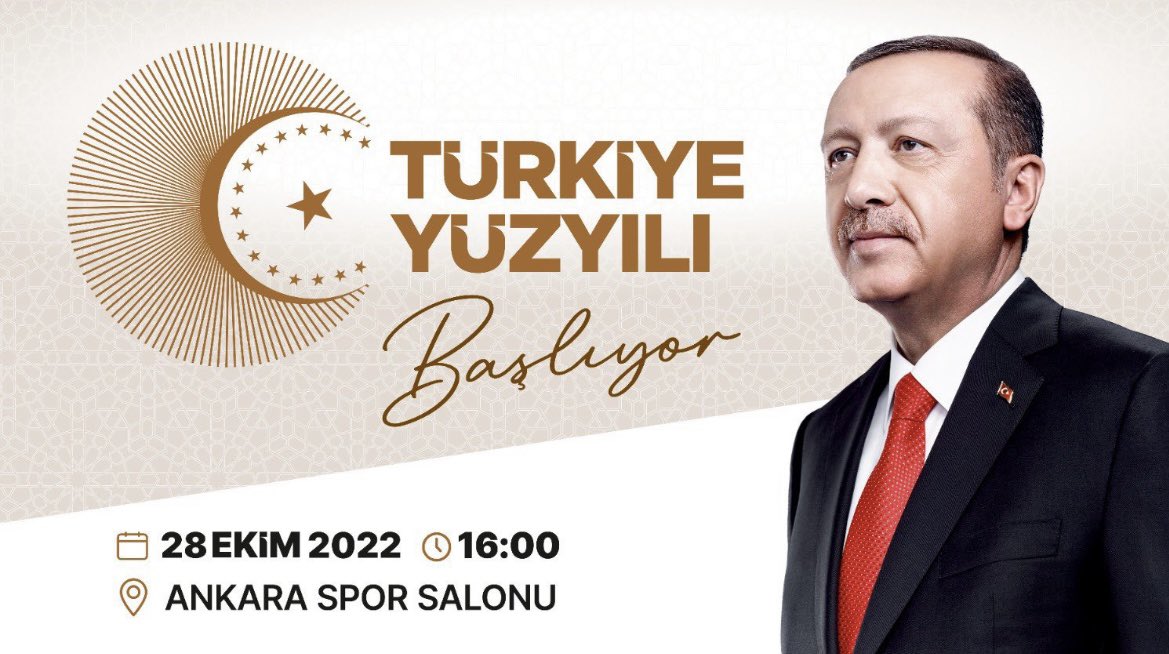 Devlet Başkanımız Sn. @RTErdogan ‘ın teşrifleriyle gerçekleştireceğimiz #TürkiyeYüzyılı tanıtım programımıza tüm vatandaşlarımız davetlidir. 🗓 28 Ekim 2022 Cuma ⏱ 16.00 📍Ankara Spor Salonu