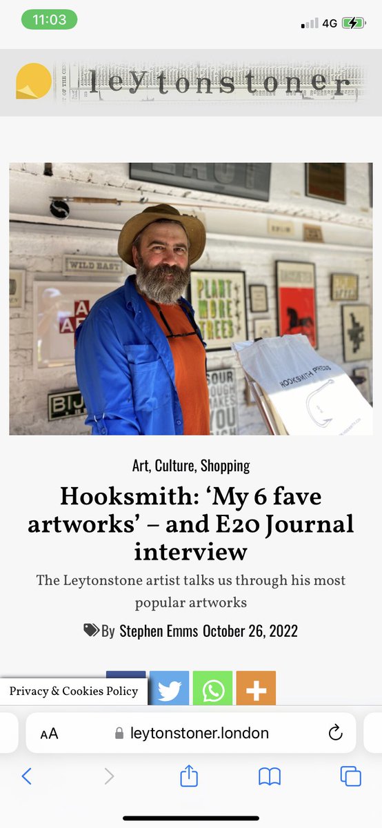 Leytonstoner (@leytonstoner) on Twitter photo Brilliant local artist <a href="/HooksmithPress/">HooksmithPress</a> celebrates 8 years on Church Lane in November 🎉
leytonstoner.london/2022/10/26/hoo… Brilliant local artist <a href="/HooksmithPress/">HooksmithPress</a> celebrates 8 years on Church Lane in November 🎉
leytonstoner.london/2022/10/26/hoo…