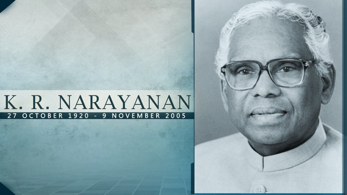 kharge's tweet photo. Remembering former President K.R. Narayanan on his birth anniversary. 

A Diplomat, an academician, and a politician par excellence, he will be remembered as a President who believed in our constitutional values and always stood up for the underprivileged sections of society. https://t.co/9HEjyCDr5z