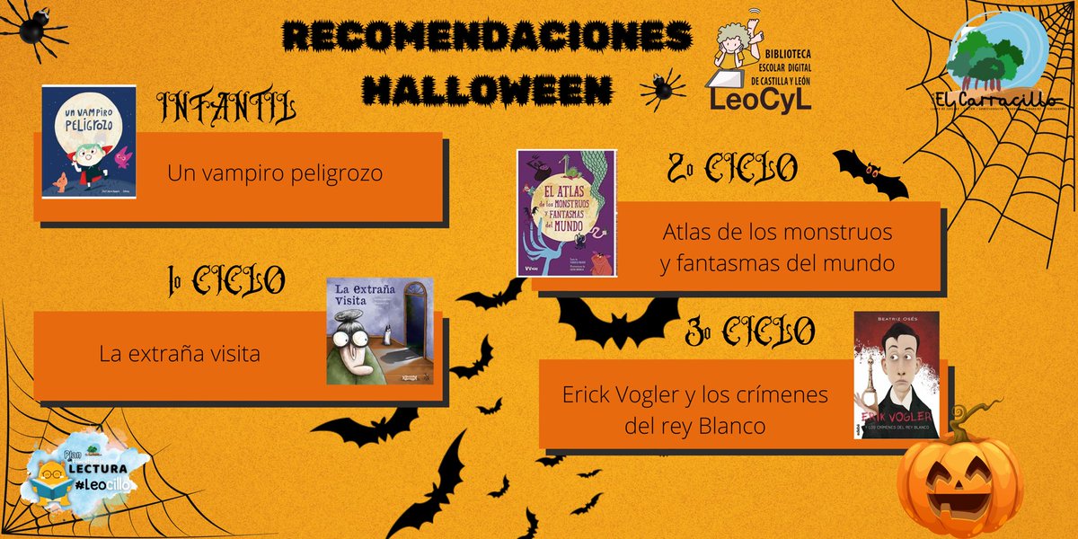 Desde el Plan de Fomento a la Lectura os mandamos unas recomendaciones lectoras para este Halloween #Leocillo #Leocyl <a href="/educacyl/">Educación JCyL</a> <a href="/CFIE/">candy field</a> <a href="/CFIE_Segovia/">CFIE de Segovia</a>