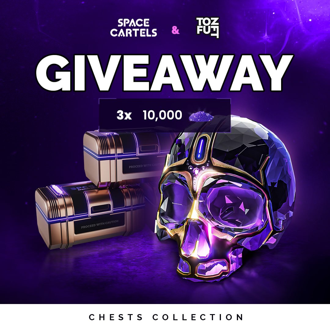 🔥GIVEAWAY! Our official partner @SpaceCartels has some #NFT Chests for their #P2E game for you! 🎁Prize:10,000 $DUST token x3 1️⃣Follow @tofuNFT & @SpaceCartels 2️⃣Like & Retweet 3️⃣Tag 2 friends ⏱End: 24h #NFT Chests Minting Page: ➡️app.spacecartels.com/mint-chests