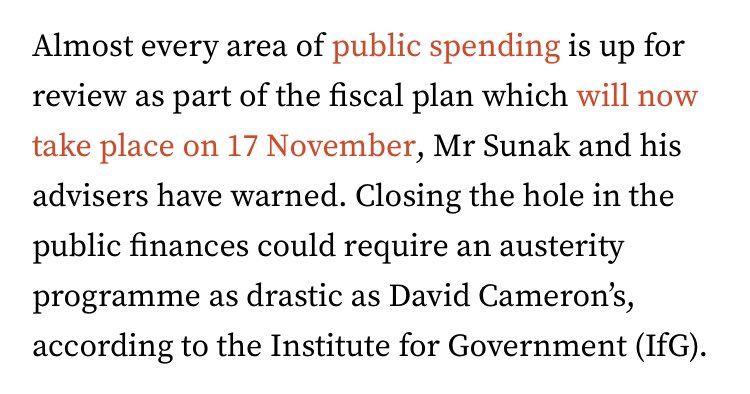 There’s a new @instituteforgov paper out on the £££ savings Hunt & Sunak will need to make Which could be 2010 austerity levels. Only repeating that now will be a lot, lot harder More in this @theipaper @HugoGye @RichardVaughan1 report inews.co.uk/news/politics/…