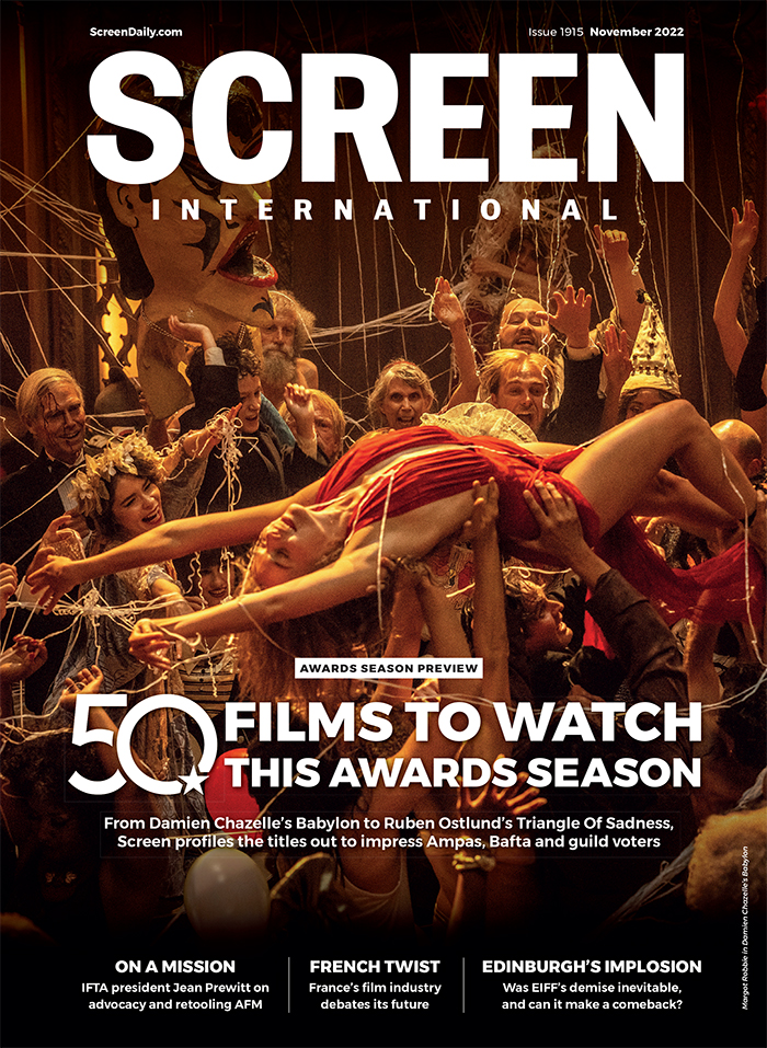 Read Screen's November 2022 digital edition (subscribers only)

- picks out 50 titles to watch this awards season
- previews the return of the in-person AFM 
- analyses the demise of the Edinburgh film festival

More: bit.ly/3FnjpX1