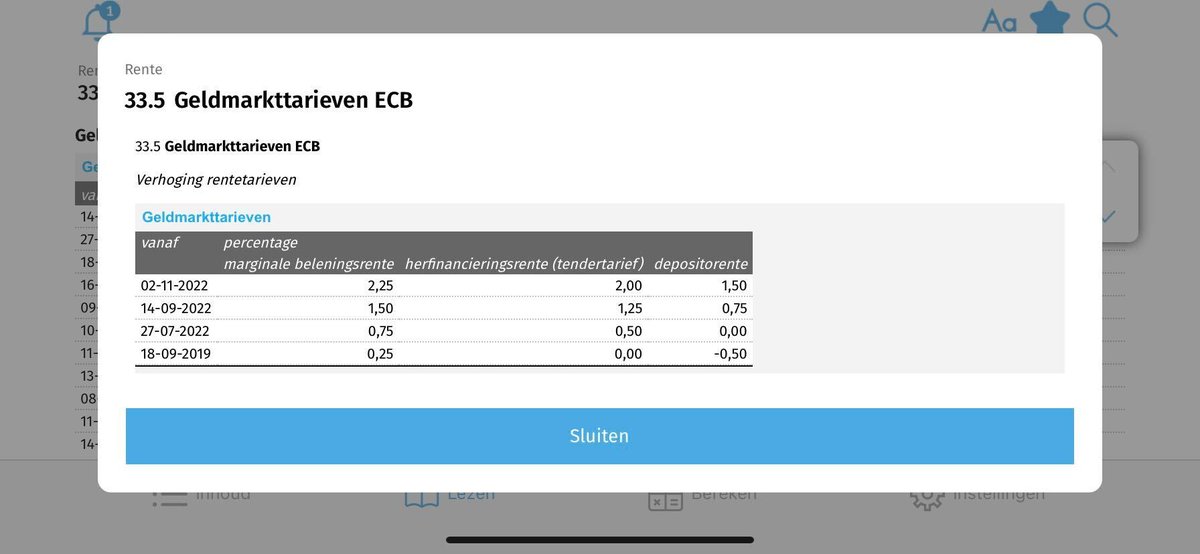 De verhoging van de ECB-rente is nu al terug te vinden in de Fiscaal Memo App. Druk op het belletje linksboven in de app.