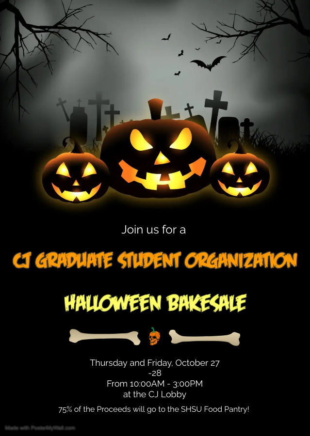 SHSU Criminal Justice (@shsucj) on Twitter photo In the mood for a sweet treat? <a href="/SHSUCJGSO/">SHSU CJ GSO</a> is hosting a bake sale! The event is in the CJ lobby today and tomorrow from 10 a.m. until 2 p.m. In the mood for a sweet treat? <a href="/SHSUCJGSO/">SHSU CJ GSO</a> is hosting a bake sale! The event is in the CJ lobby today and tomorrow from 10 a.m. until 2 p.m.