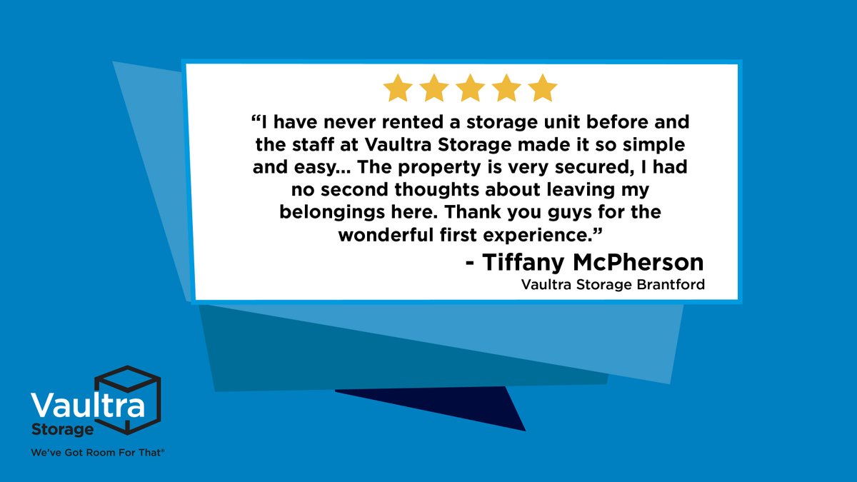 Our Vaultra team strives to provide you with a smooth and stress-free storage experience! ⭐

#VaultraStorage #FiveStarReview #BrantfordStorage #CustomerAppreciation #WeveGotRoomForThat