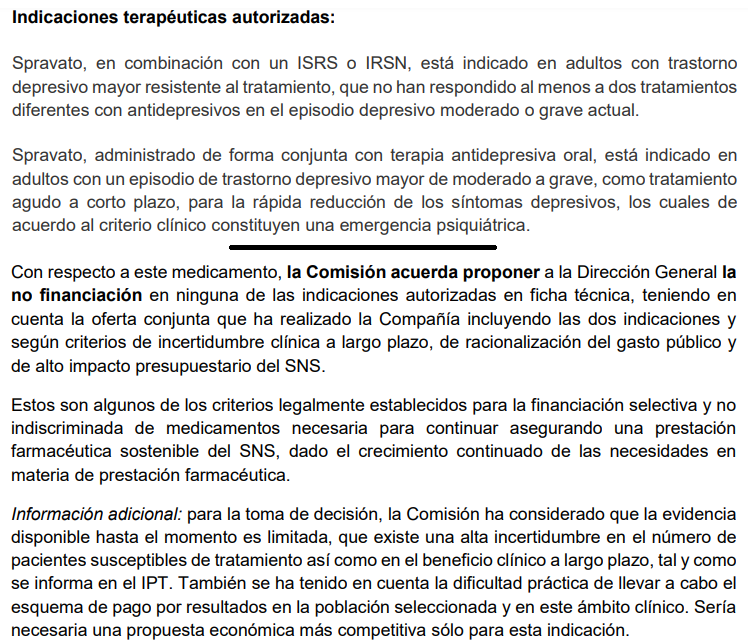 GENESIS_SEFH's tweet photo. ⛔️Acuerdo desfavorable de la #CIPM para #esketamina en combinación con ttos antidepresivo:
https://t.co/9eNsylTf5F https://t.co/ynQ7SbuoZT