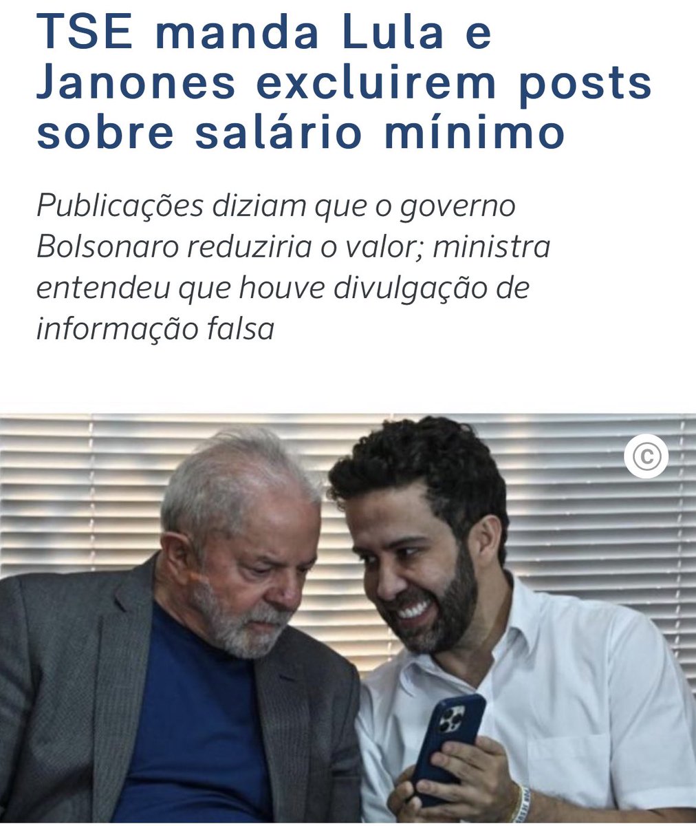 O TSE manda Danones e Lula não postarem a mentira do salário mínimo , mas no PRINCIPAL, a publicidade em RÁDIO e TV SEGUE A MENTIRA AMPLIADA, FALANDO alem disso QUE NAO TERÁ FÉRIAS REMUNERADAS E 13 E NINGUÉM FAZ NADA !O Tribunal ELEITORAL não controla a publicidade ELEITORAL?