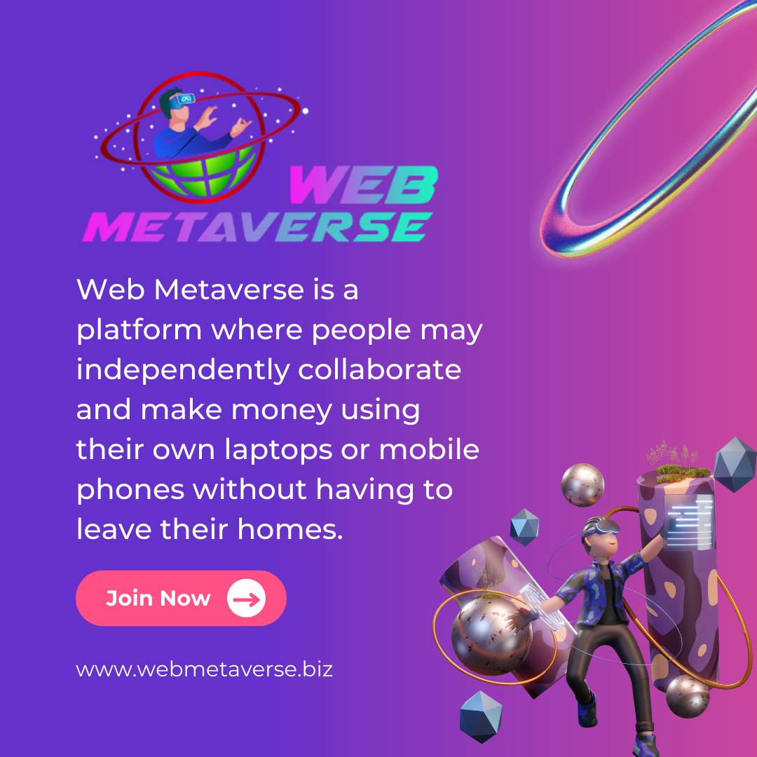 Web_metaverse1's tweet photo. Web Metverse is a platform where people may independently collaborate and make money using their own laptops or mobile phones without having to leave their homes.
join us now on telegram at https://t.co/AqMU7S7G0g
#gaming #metaverse #cryptocurrency #nft #mining #metaverseexplain https://t.co/RjRLtSSbl8