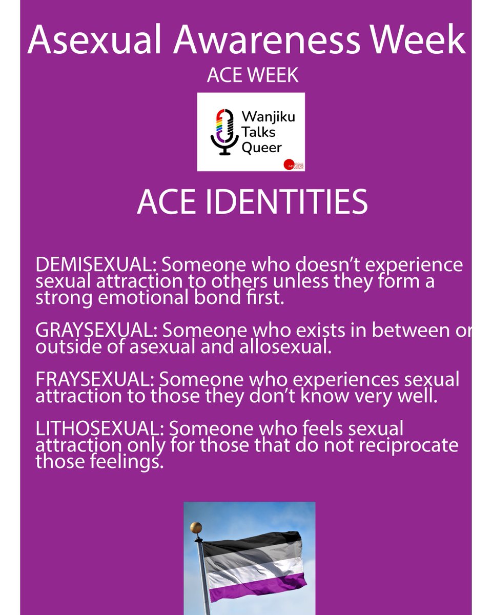 WanjikuTalks's tweet photo. It's important we celebrate ace people, listen to ace voices, and challenge acephobia and ace-erasure.
#Ace #Asexual #Graysexual #Fraysexual #Lithosexual #Demisexual #LGBTIQA https://t.co/14rSIJhex3