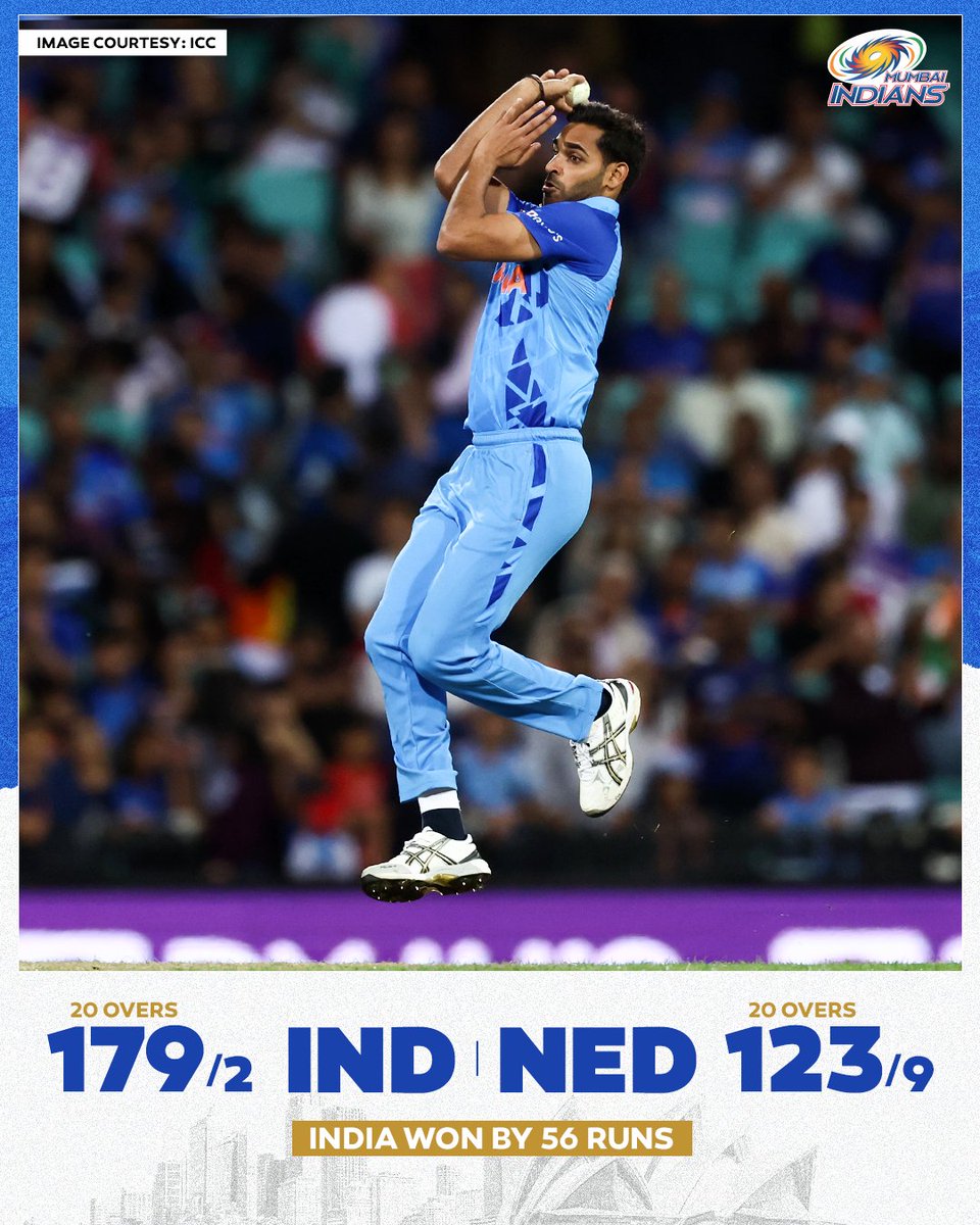 #TeamIndia make it 2️⃣ in 2️⃣ to move top of 𝐆𝐫𝐨𝐮𝐩 2️⃣ ✅✅ #OneFamily #T20WorldCup #INDvNED @ICC @BhuviOfficial