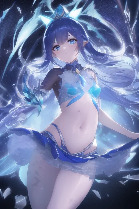 青い魔法少女を無限生成。 呪文は1枚目のALT。Scaleは"5"。 どうせ無限に回せるので、ネガティブプロンプトは未使用。 可能性に賭ける。 #NovelAI #NovelAIDiffusion
