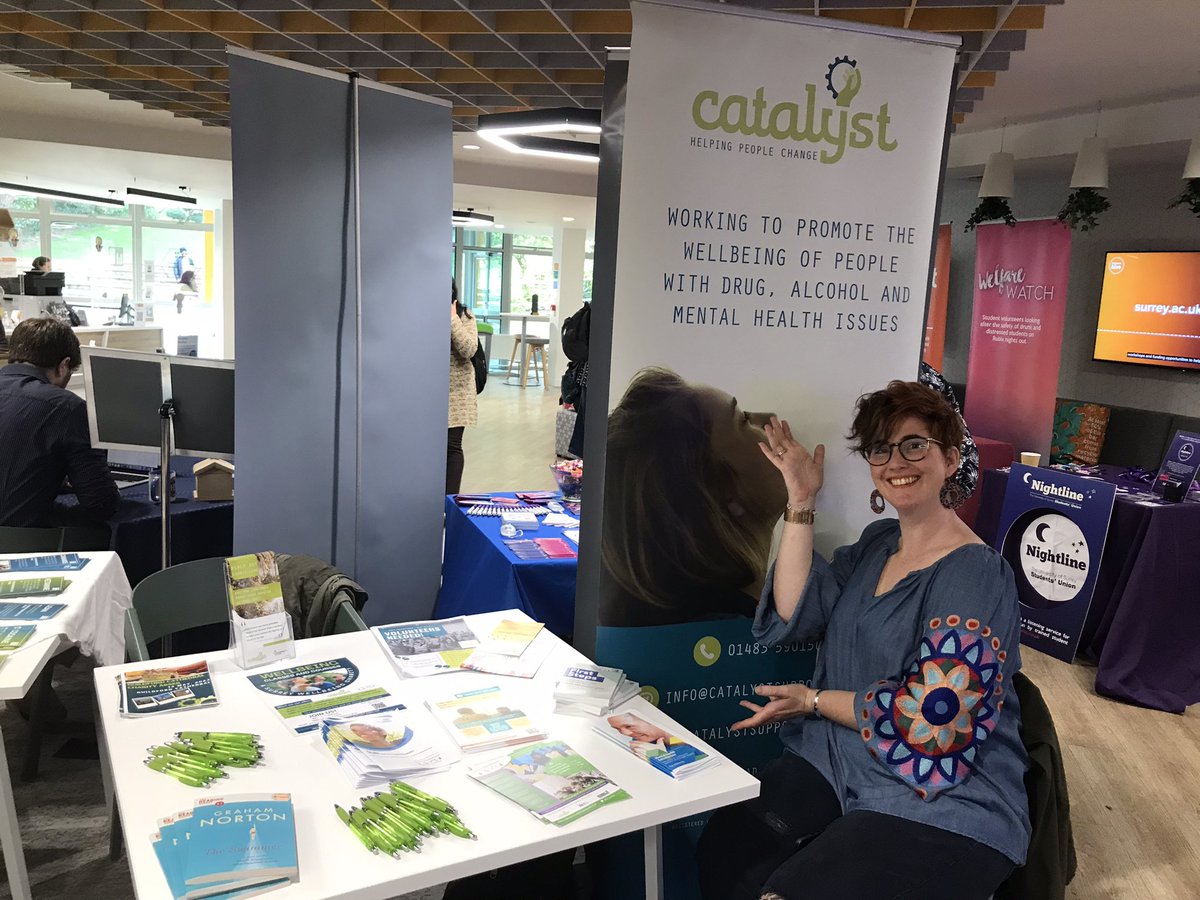 CATALYSTethos's tweet photo. All set up and ready to talk to students @uniofsurrey about our services 😊.
We are in the Surrey Hive until 3pm. Come say hi to find out about our services and fundraising activities 👋
#guildfordstudents
#wellbeingsupport
#wellbeingweek
#foreversurrey https://t.co/uXh65kgG8u