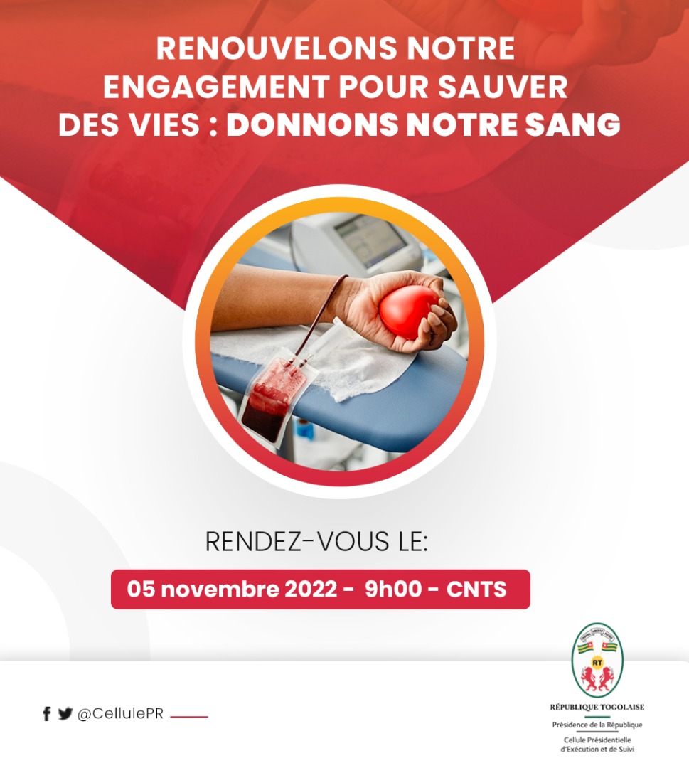 Soyons des donneurs réguliers et mobilisons nos proches. Après notre campagne de sensibilisation du 14 au 18 juin 2022 sur le Don de sang, toute l'équipe de @cellulePR vous invite à nouveau à poser cet acte de solidarité, le 05 novembre 2022.