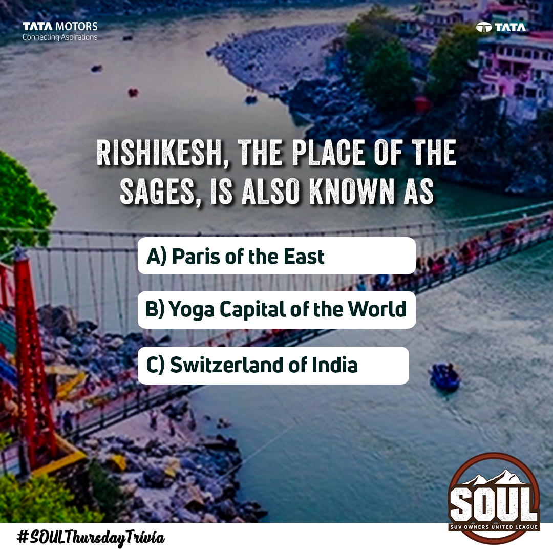 TataMotors_Cars's tweet image. Unfold this mysterious #ThursdayTrivia if you too have wanderlust in your SOUL!
Guess the right answer and comment below.

#DriveWithSOUL #SOULThursdayTrivia #ConnectWithSOUL #AboveAll #TataHarrier #Harrier #ReclaimYourLife #TataSafari #Safari #TataMotorsPassengerVehicles