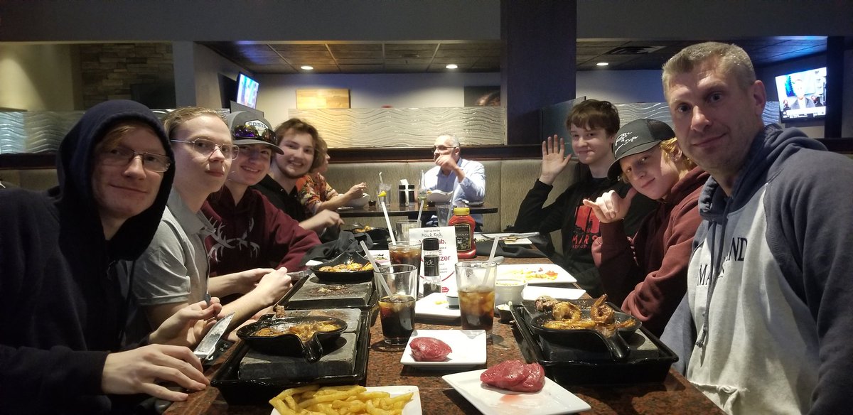 langeb75's tweet photo. Cyber Professionals bonding over some Hot Lava Rocks at the Black Rock!  Cyber Summit Round 2 comp here comes Gull Lake. These students placed in the top ten in the great state of Michigan earning an invite. We won't ever forget the laughs over this dinner! @glbluedevils #glcshs https://t.co/4AoNs3ZG6Y