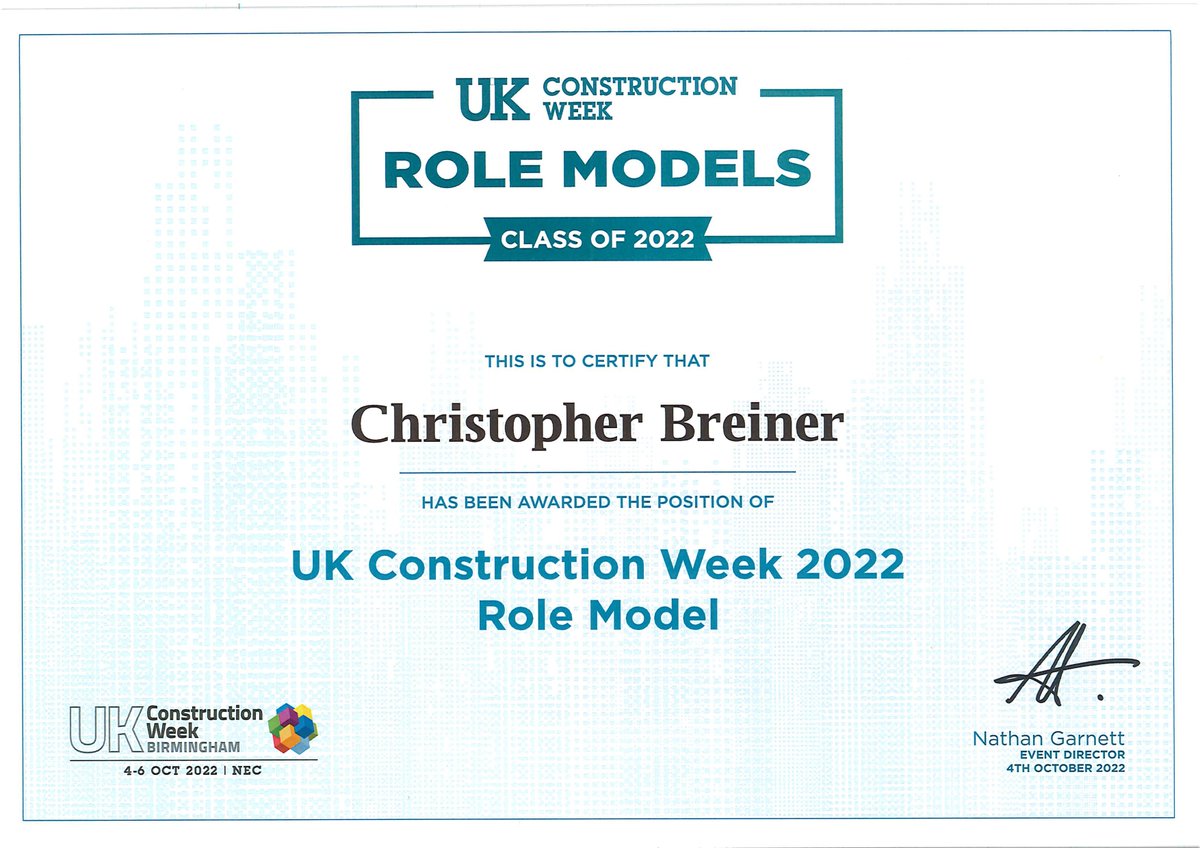 preconvision's tweet photo. Delighted to have received this Role Model Certificate.
Congratulations to the Winner and all other UK Construction Week 2022 Role Models.
Thank you to UKCW for this opportunity.
#UKCW #UKCWRoleModel #construction https://t.co/nj9jab8bOs