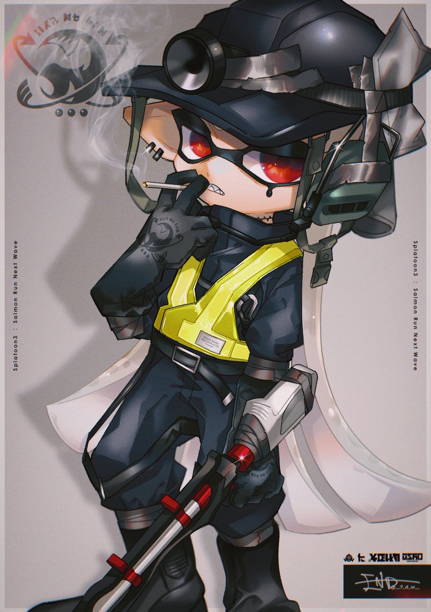 インクリング ,イカガール(スプラトゥーン) 「ブラックバイト #Splatoon3 」|𝙀𝙉𝘿のイラスト