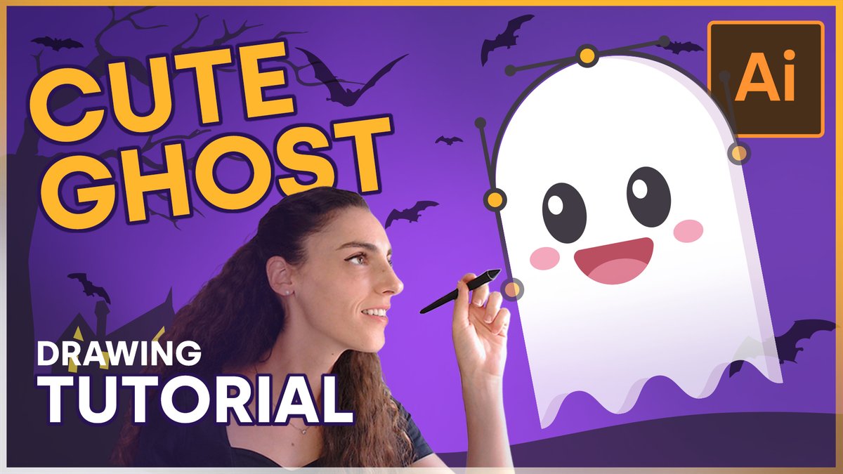 🎃Easy #illustrator #tutorial for #Halloween . Learn to draw this vector kawaii ghost: youtu.be/LZXqj1i_biA