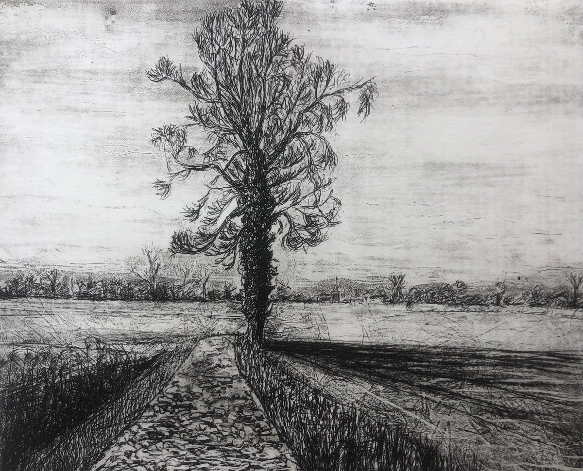 One of my etchings on display ⁦<a href="/NorfolkCreative/">NorfolkCreativeArts</a>⁩ with ArTogether East Last two days to visit open today and tomorrow 10-4  Great cafe as well as pottery, painting , sculpture &amp; printmaking #lovenorfolk #art #etching