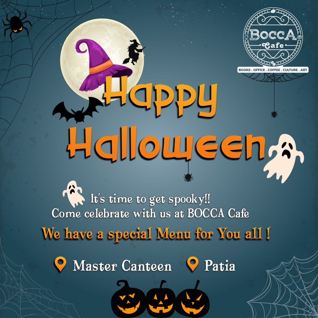 BOCCA_Cafe's tweet photo. It's almost Halloween and let's make the most out of it !! 
You are in luck because BOCCA Cafe has a special Halloween Menu!!
Come along with your friends and loved ones to munch on some mouth watering food!!

#BoccaCafe #halloween2022 #Bhubaneswar https://t.co/HrmmuDIDxz