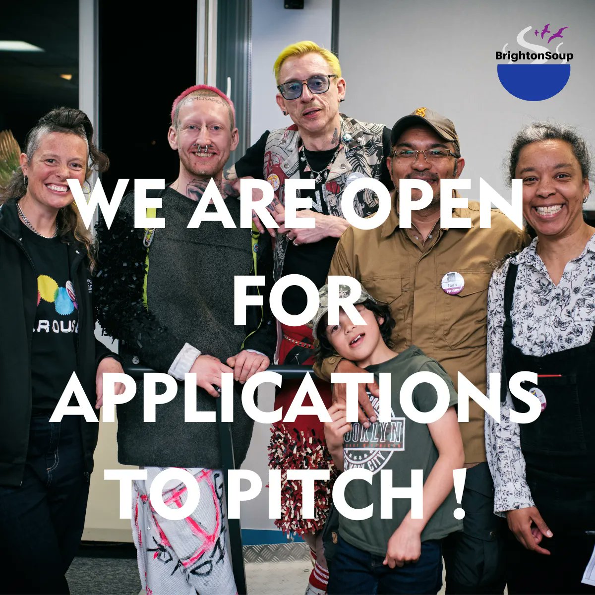 brightonsoupuk's tweet photo. Don't be nervous about applying to pitch at Brighton Soup. We always have a lovely audience of supportive people who care about their city. We'll support you, and you could win valuable funds to support your community idea. Application close 11th Nov  https://t.co/WRNU0LKzlA https://t.co/7ctnCwKusD