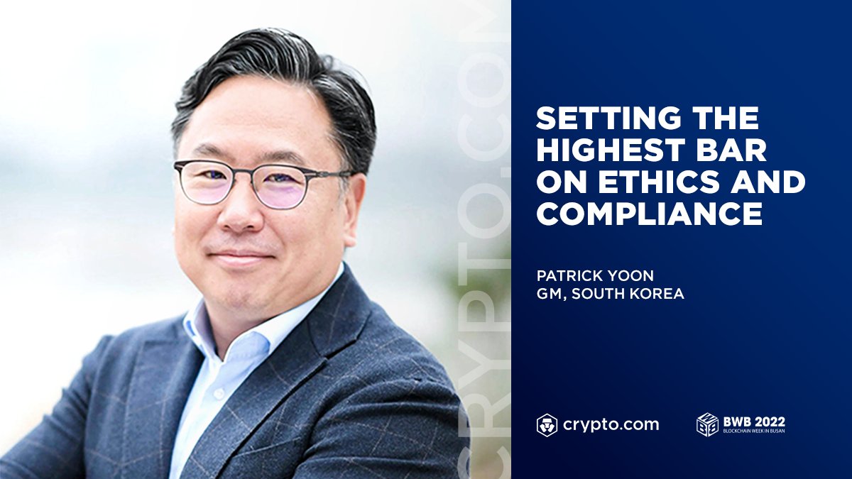 cryptocom's tweet photo. We are excited to be participating in @BWBUSAN2022!
Join our GM of South Korea Patrick Yoon as he discusses the importance of setting the highest bar on ethics and compliance at #BWB2022.
๐ 28 Oct
โฐ 4:00PM KST
๐ Busan Stage https://t.co/NrlyujTyyw
