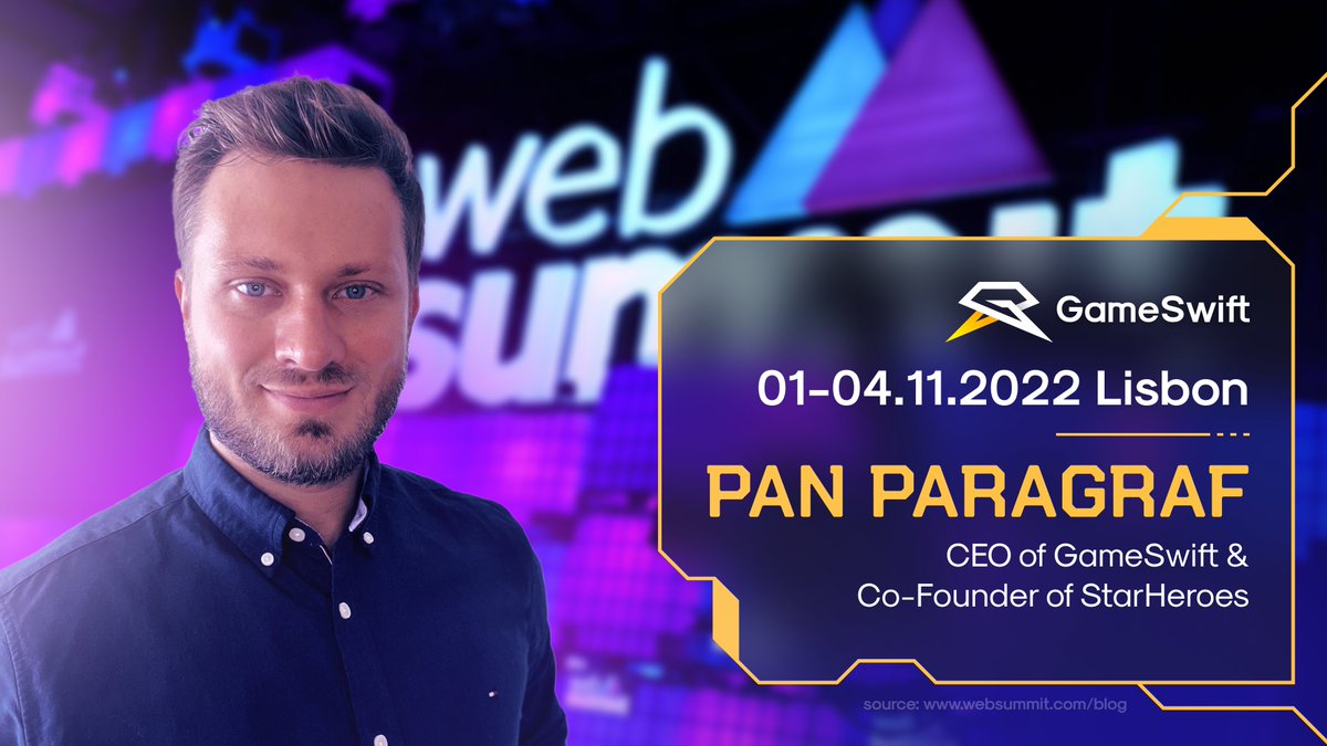 We are excited to inform you that next week our CEO @PanParagraf will be joining one of the world's largest technology conferences - @WebSummit! Feel free to DM @PanParagraf if you would like to connect!🤝 🗓 1-4 Nov 2022 📍 Lisbon, Portugal 🇵🇹 See you there, #GSwiftArmy! 👋