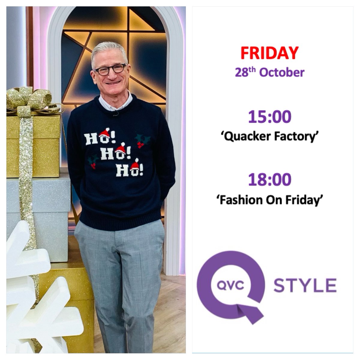 PatrickHHoy's tweet photo. DOUBLE FEATURE DAY!
Join me this Friday for two FUN hours of fashion on the @qvcuk Style Channel!
First up at 3pm is Quacker Factory...and then I'll be back at 6pm for my fabulous friend @JuliaRobertsTV 'Fashion on Friday' show!
#QVCUK #StyleChannel #FunAndFashion https://t.co/ej3fI0HGP4