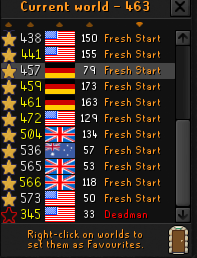 Heya, hope y'all are well! 😊 I think I found a little bug after opting-out from FSW. When logged in - the world list only offers Fresh Start worlds, PvP Arenas, DMM and Speedrunning worlds and not any main game servers.  <a href="/JagexLight/">Mod Light</a> <a href="/JagexAyiza/">Ayiza</a> <a href="/JagexGoblin/">Mod Goblin</a>