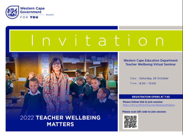 WCEDnews's tweet photo. You are invited! Teacher wellbeing webinar! Read here 👉https://t.co/KWHCrb9Qj9 https://t.co/pHefsoE1Oc