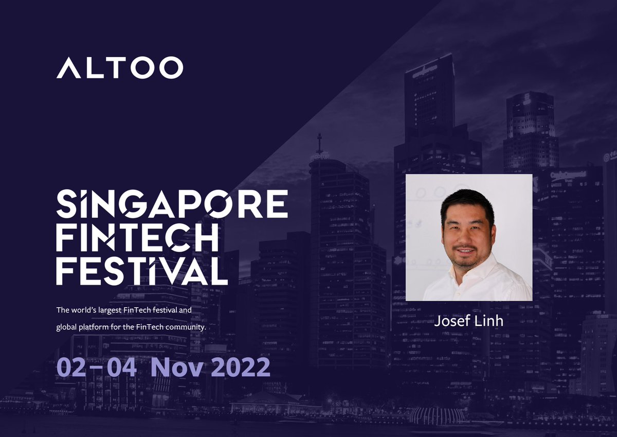 AltooAG's tweet photo. With just days to go @AltooAG  cannot wait for you to join us next week in #Singapore for the #FinTechFestival from November 2 – 4.🚀Find us at the #SwissPavilion where Josef will be there to chat all things #WealthManagement  and answer any questions !🇨🇭 #SFF2022 https://t.co/fWVqnvCxQL
