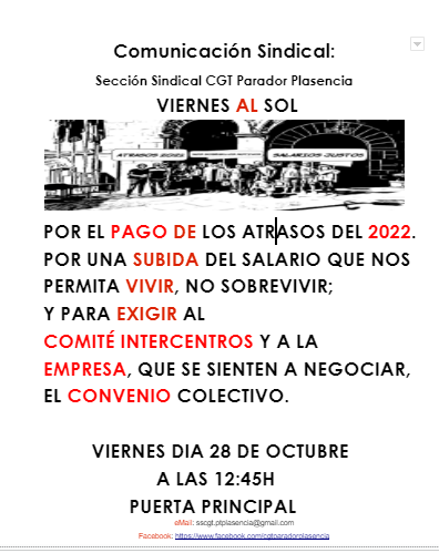 CGTParPlasencia's tweet photo. Continuamos con cargas de trabajo como en plena temporada. Con la plantilla en mínimos.
Y sin visos de que la cosa cambie.
Necesitamos una plantilla estructural adecuada YA.

Seguimos con los #ViernesAlSol 

📆 Viernes 28 de octubre
⏰12:45 - 13:15
📍 Puerta principal del Parador https://t.co/mszsmp1ST1
