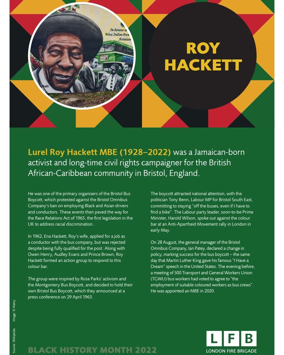FBU_BEMM's tweet photo. Did you know......
#blackhistorymonth #blackhistory #fbu #activists #blacklivesmatter #blackexcellence #bemm #firefighters #fireservice #Solidarity https://t.co/rwzXpEsVAT