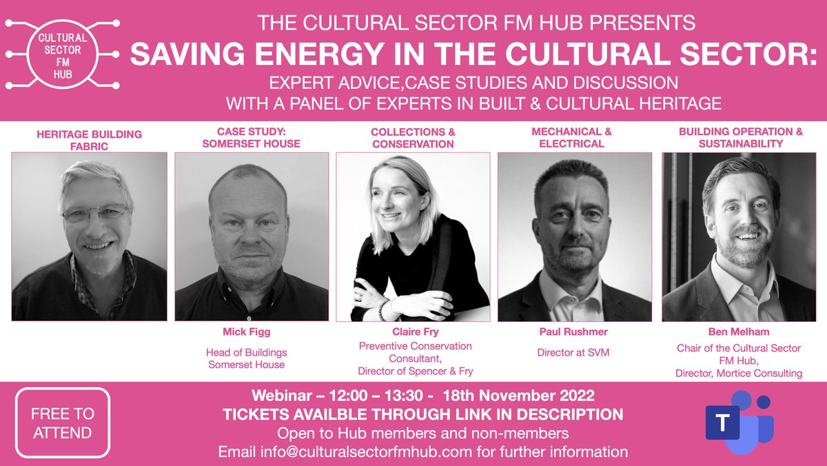 <a href="/CultureFMHub/">The Cultural Sector FM Hub</a> presents SAVING ENERGY IN THE CULTURAL SECTOR. 🚨🏛💡🖥Free to attend webinar

Rising energy prices are causing a crisis in the cultural sector. In response to this the <a href="/CultureFMHub/">The Cultural Sector FM Hub</a> is bringing together a panel of experts to discuss ways of saving energy….