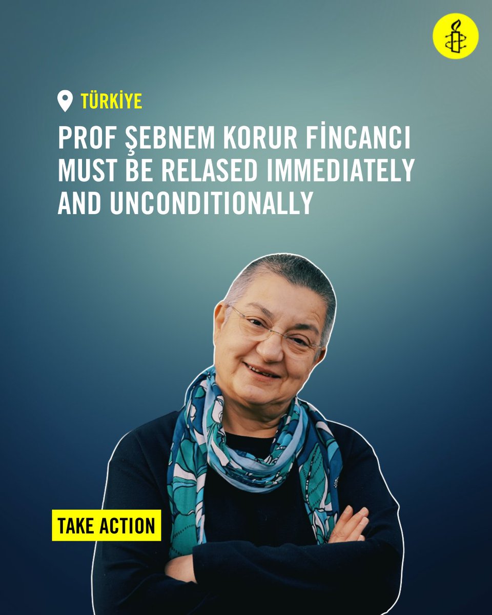 Please take action: amnesty.org/en/documents/e… Prof @SKorurFincanci must be released immediately and unconditionally from detention and must not be prosecuted for her human rights work. #ŞebnemKorurFincancıSerbestBırakılsın #FreeŞebnemKorurFincancı