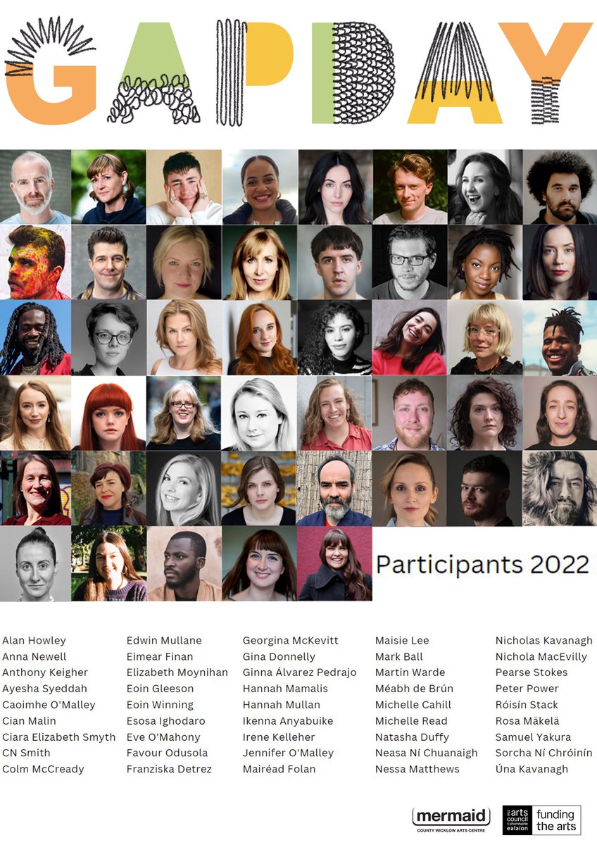 YayGapDay's tweet photo. We are delighted to introduce you to our 45 participants for 2022 who will be taking their Gap Days in over 40 venues across the island of Ireland. Kindly supported by Arts Council Ireland #DreamThinkCreate https://t.co/29Mupl038n