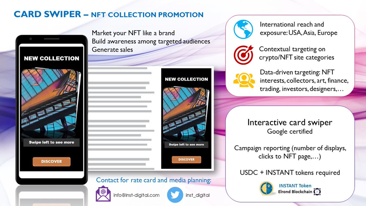 inst_digital's tweet photo. Tag a great #NFT project that would need more exposure and reach additional audiences using our dedicated ad format, powered by data-driven ad tech.  We will contact them and if we work with them, the referrer will receive a prize money! https://t.co/2e5OhO12V2