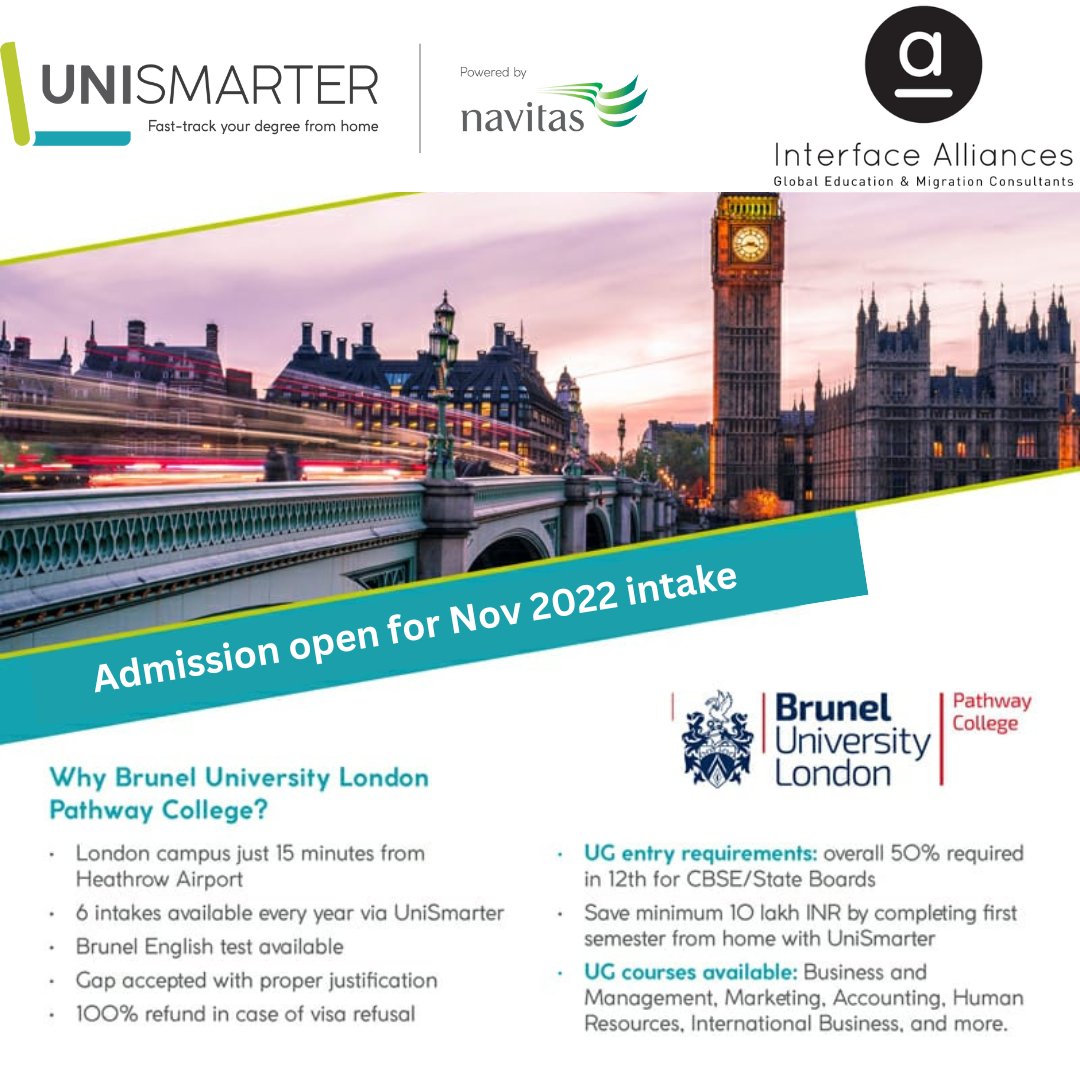 AlliancesGlobal's tweet photo. We are proud to have partnered with @navitas to fast track your #StudyAbroad journey. To study at the @Bruneluni all you have to do is get in touch with us! Fill up the form here now: https://t.co/yJsvDpzWux #UK #StudyInTheUK #DiscoverYourStudyDestination https://t.co/H6ZFTa18VE
