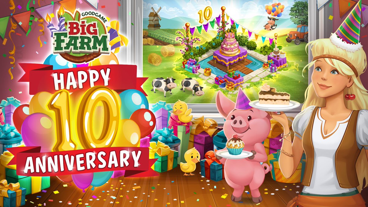 At @Goodgamestudios it's about time to celebrate @GoodgameBigFarm's ten-year #anniversary this weekend with a ton of in-game activities as well as a special #charity #event in cooperation with @GamesforestC! Read more at our recent press release: ggs.social/prbf10y