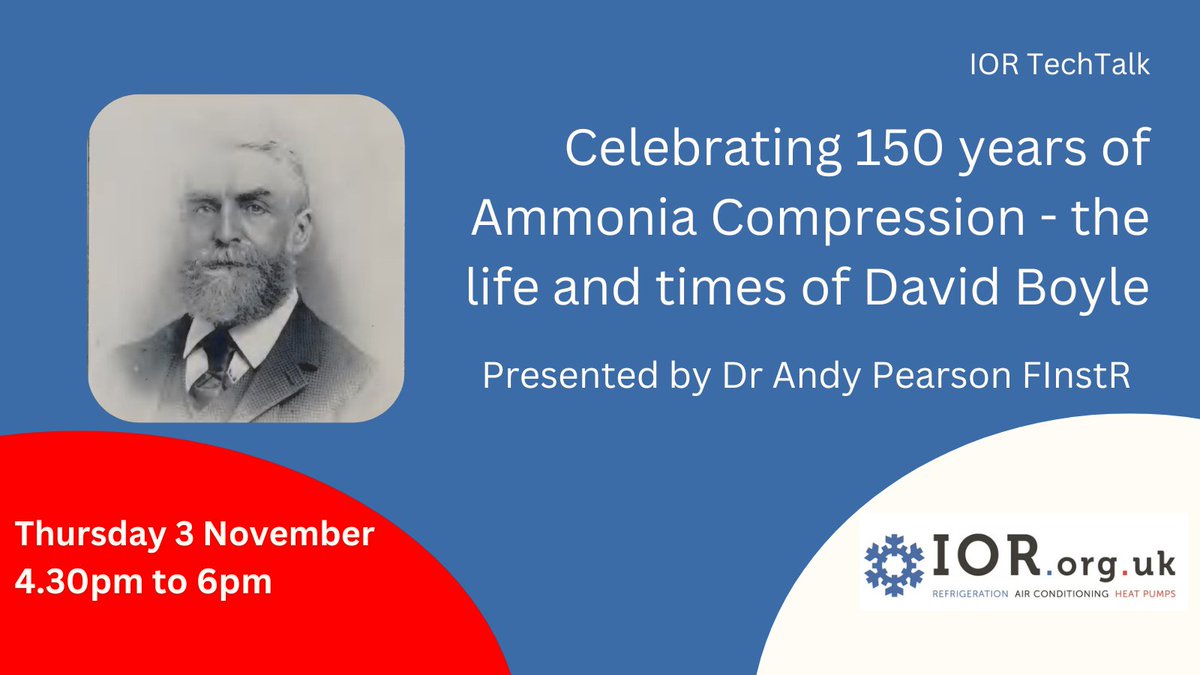 2022 marks the 150th anniversary of the world’s first #ammonia #refrigeration system using vapour compression? Find out more about the early ammonia refrigeration pioneers with Andy Pearson on 3rd November! Book your place at ior.org.uk/150-years-of-a…  #IIAR