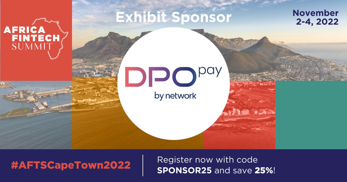 DPOGroup's tweet photo. We're excited to announce we will be a sponsor at the 8th edition of Africa Fintech Summit 2022 in Cape Town, South Africa.
Register with the code SPONSOR25 and save 25%!
#DPOGroup #DPOPay #Africa #PaymentGateway #FinTech #aftscapetown2022 @AfriFintech https://t.co/TaH7PtzZEA